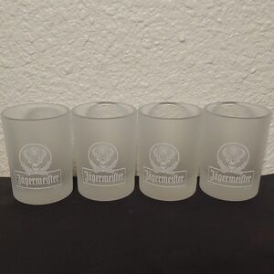 JAGERMEISTER SHORT FROSTED SHOT GLASSES 4 GLASS SET